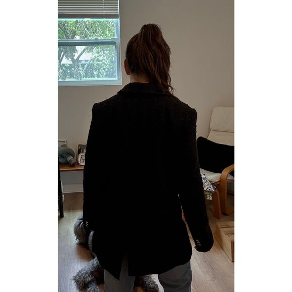 H&M women's Textured Double Breast Black Winter Coat size Sm - Picture 7 of 7